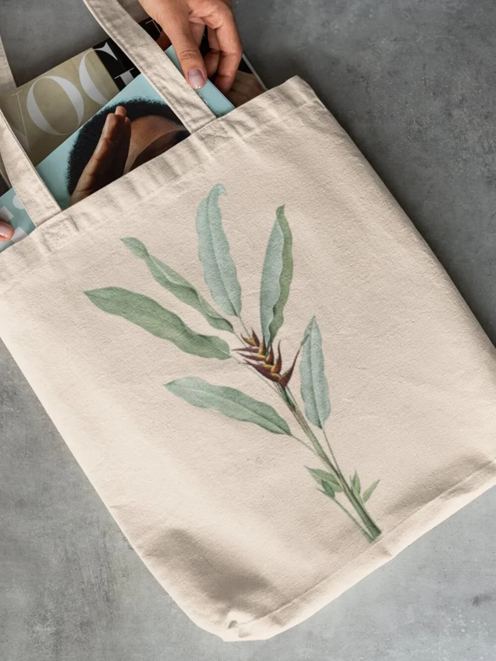 Parrot Heliconia Vintage Floral Print Graphic Canvas Tote Bag